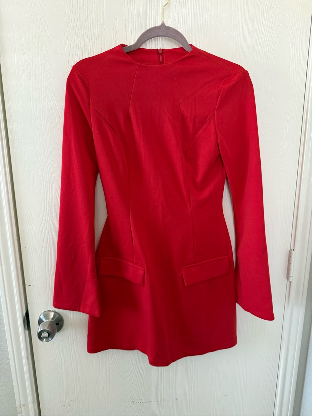 Red Long-Sleeve Women's Dress - Classic Style